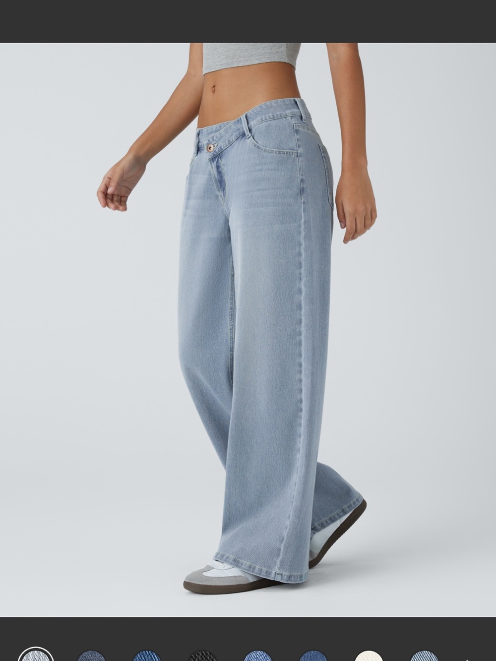 HALARA Asymmetrical Low- Rise Wide-leg Baggy Light Azure Denim - Picture 2 of 2